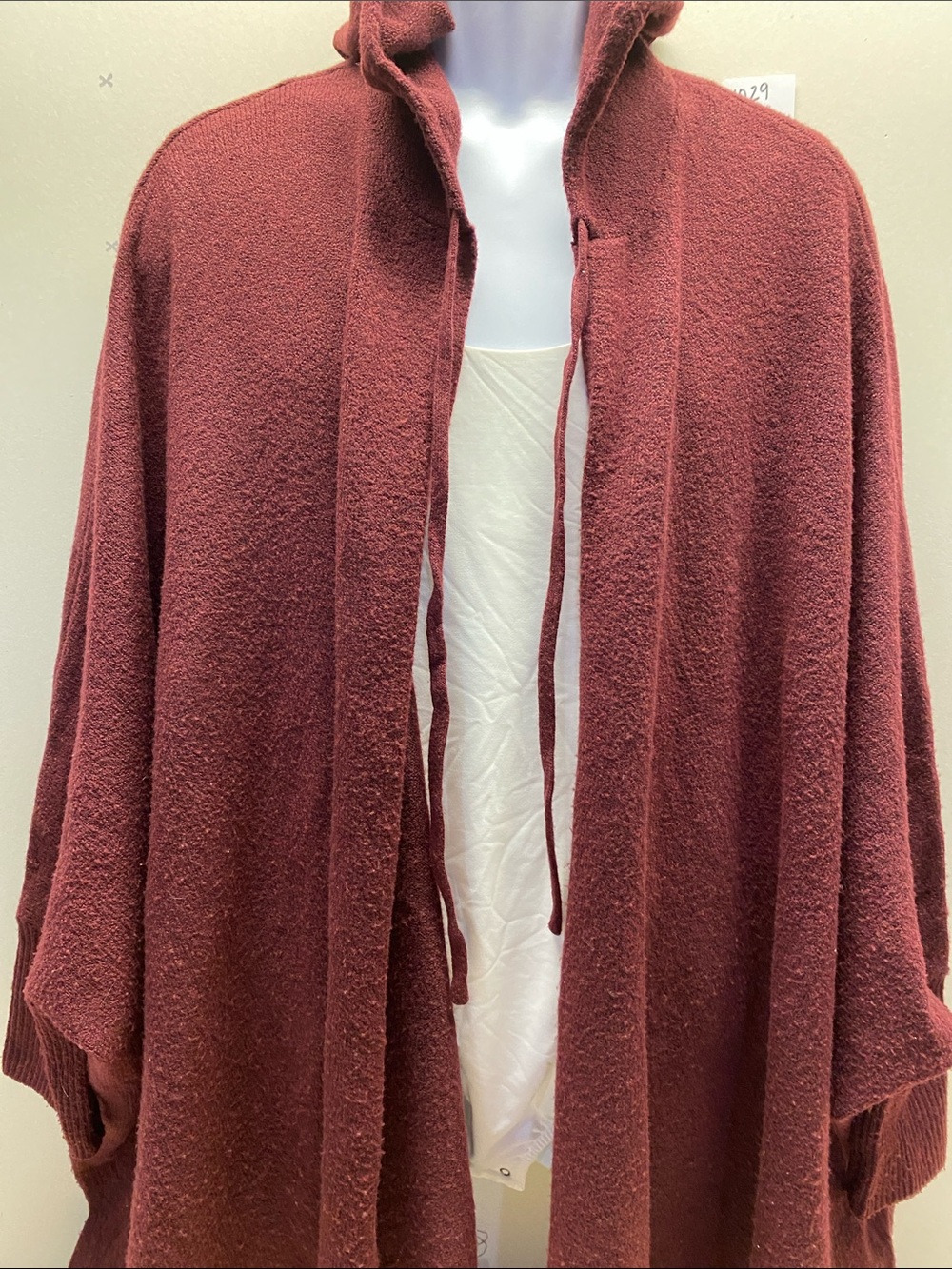 Lane Bryant Hooded Open-Front Poncho Jacket - Maroon - Picture 6 of 10
